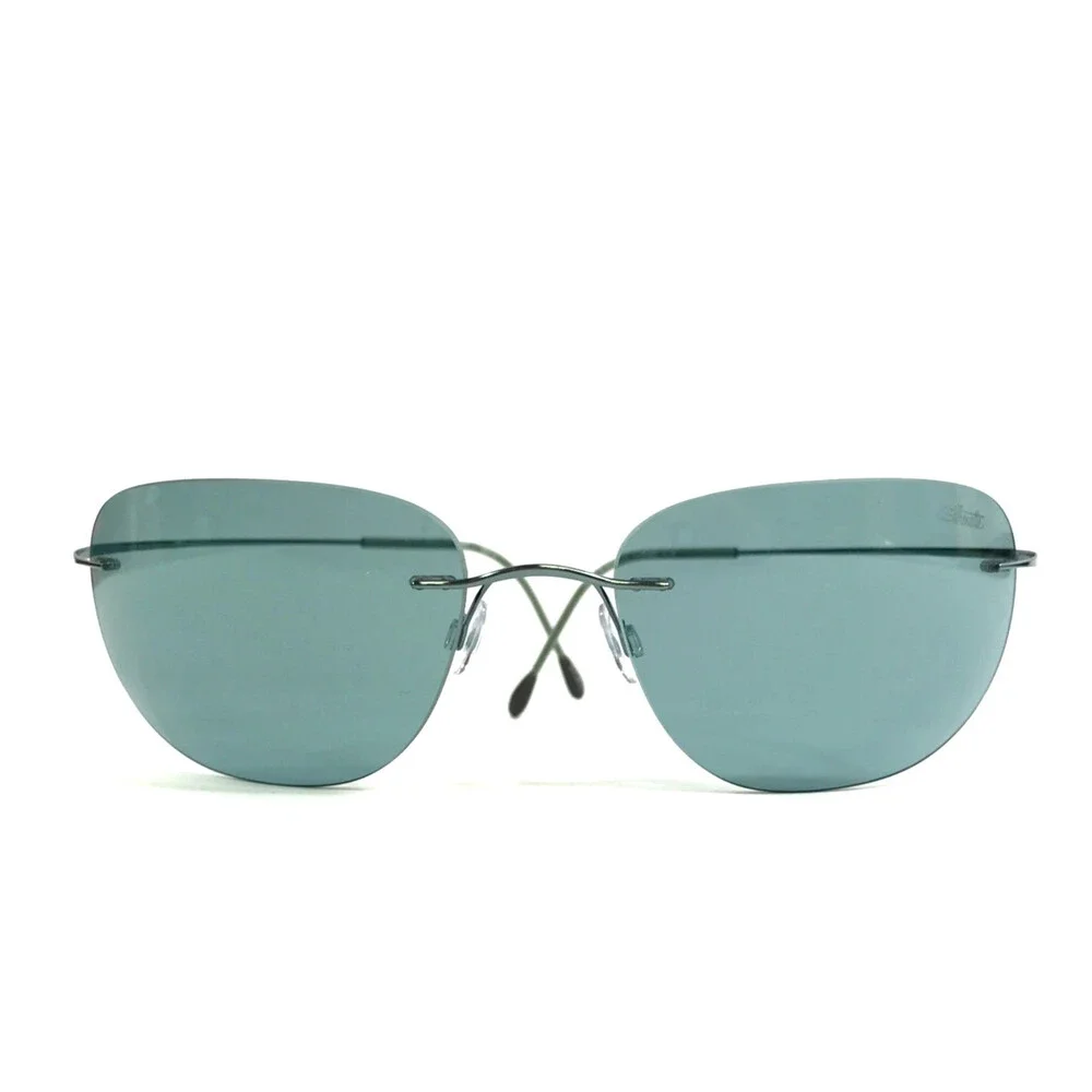 Silhouette Sunglasses M8571 /45 6075 Blue Rimless Frames with Light Blue Lenses